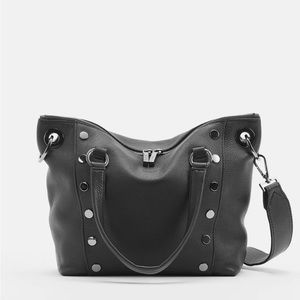 Hammitt
Daniel Leather Studded Medium Satchel Bag Black/Gunmetal
